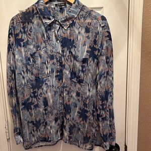 Dear John Blue and Brown Patterned Shirt Jacket